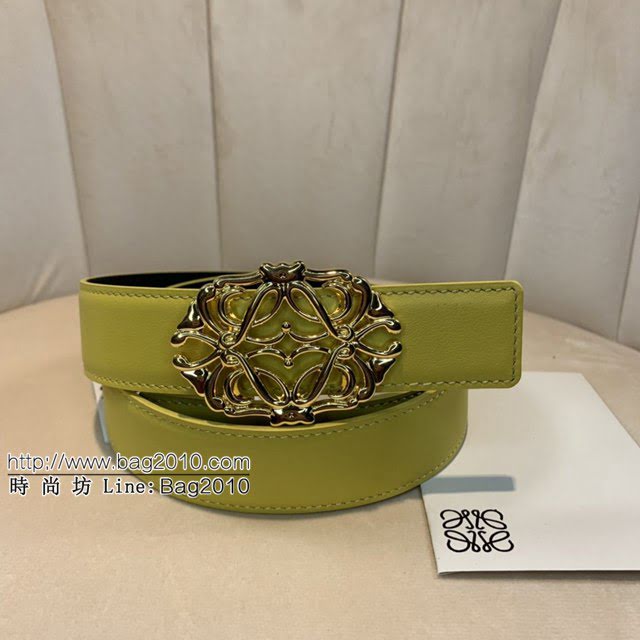 LOEWE女士皮帶 羅意威經典銅扣手掌紋雙面牛皮腰帶  jjp1809